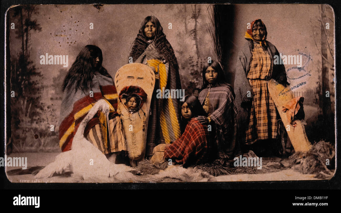 Ute Women and Children, Portrait, 1888 Stock Photo