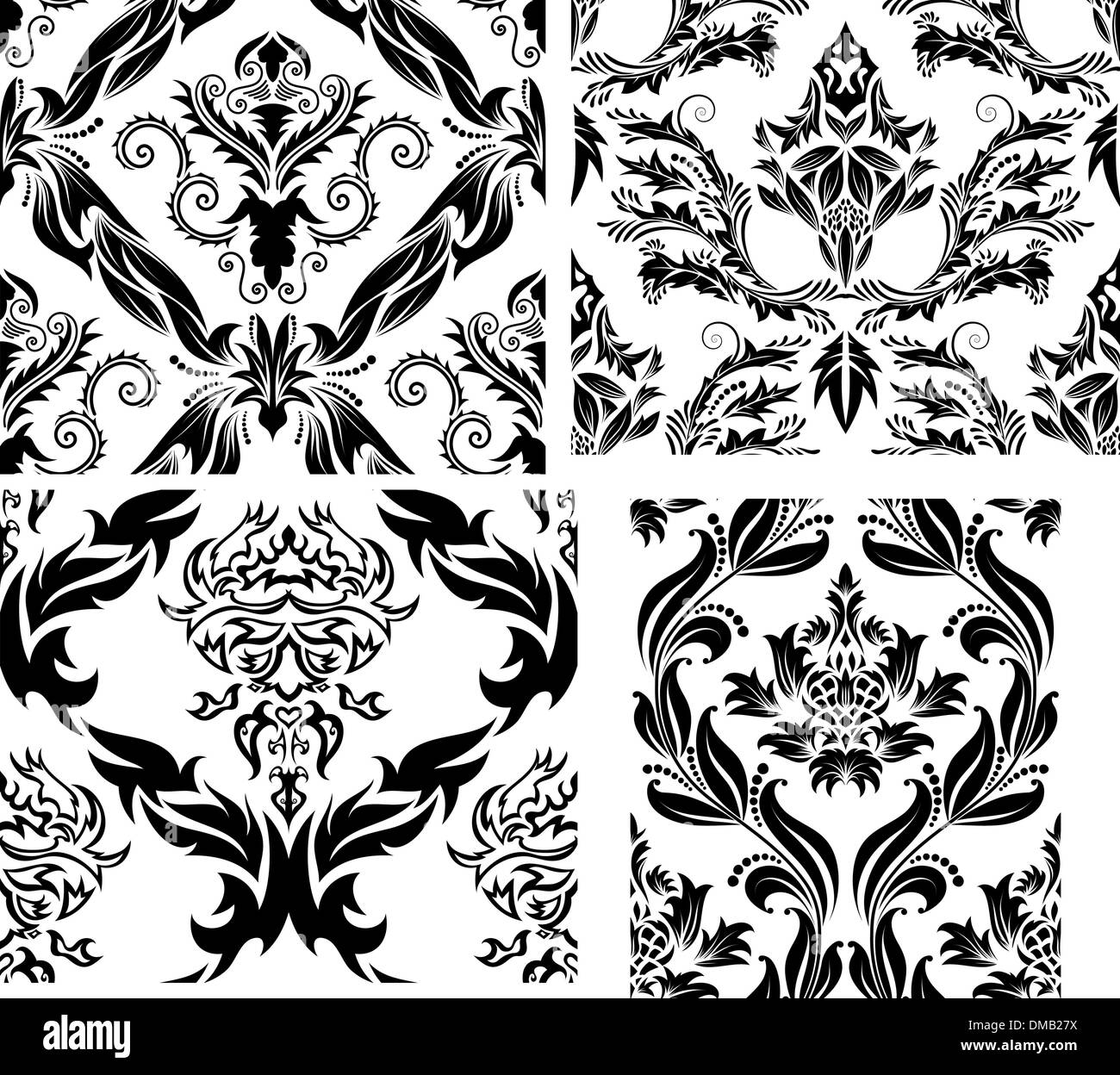 seamless damask patterns set Stock Vector Image & Art - Alamy