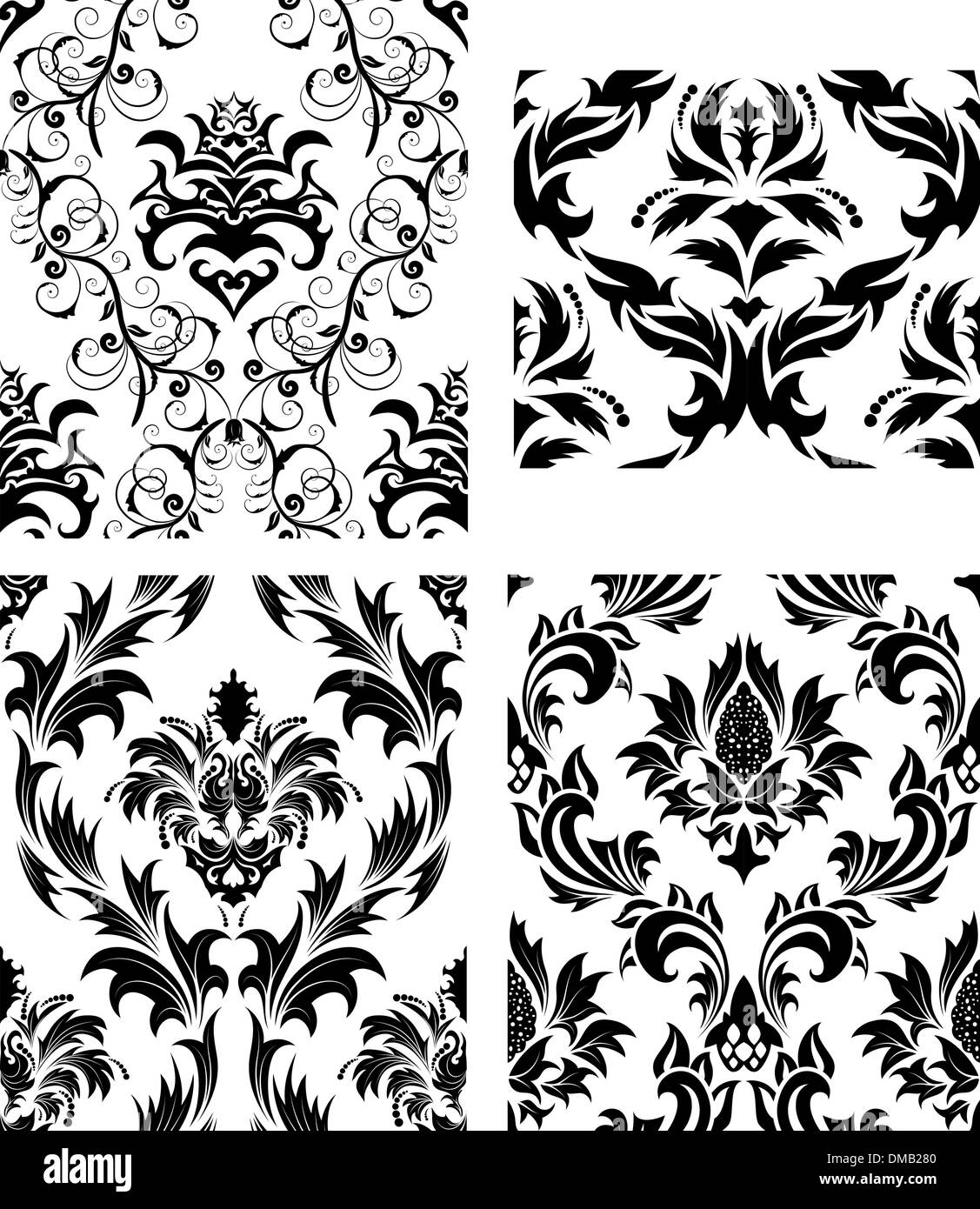 seamless damask patterns set Stock Vector Image & Art - Alamy