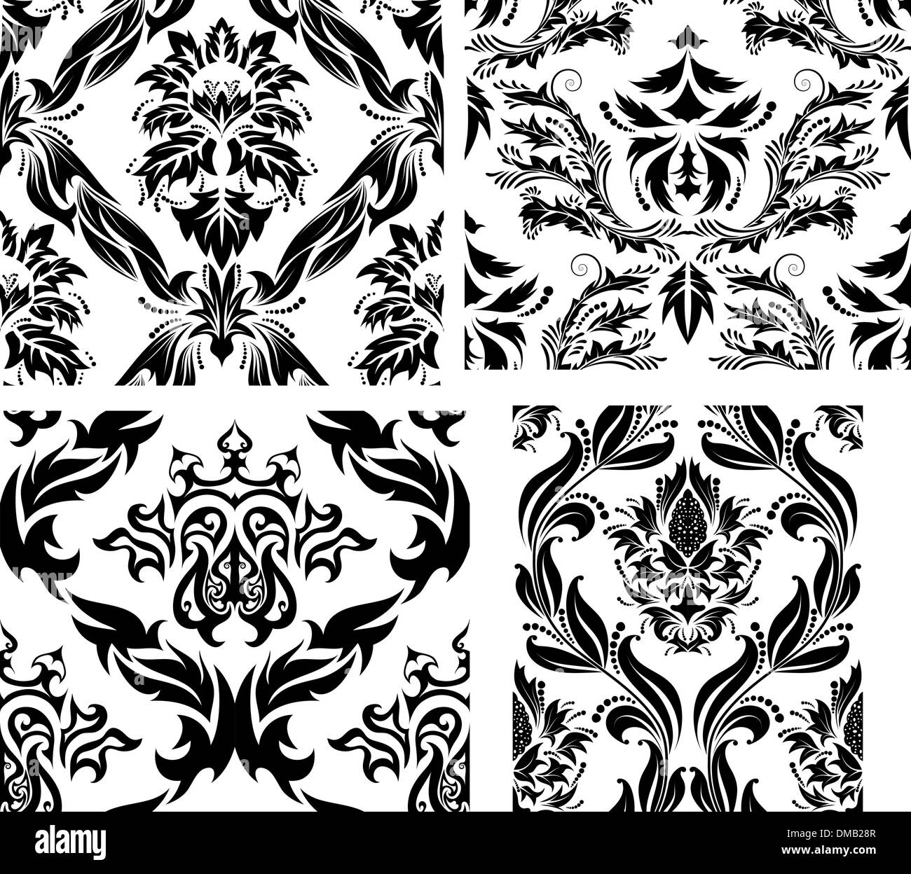 seamless damask patterns set Stock Vector Image & Art - Alamy