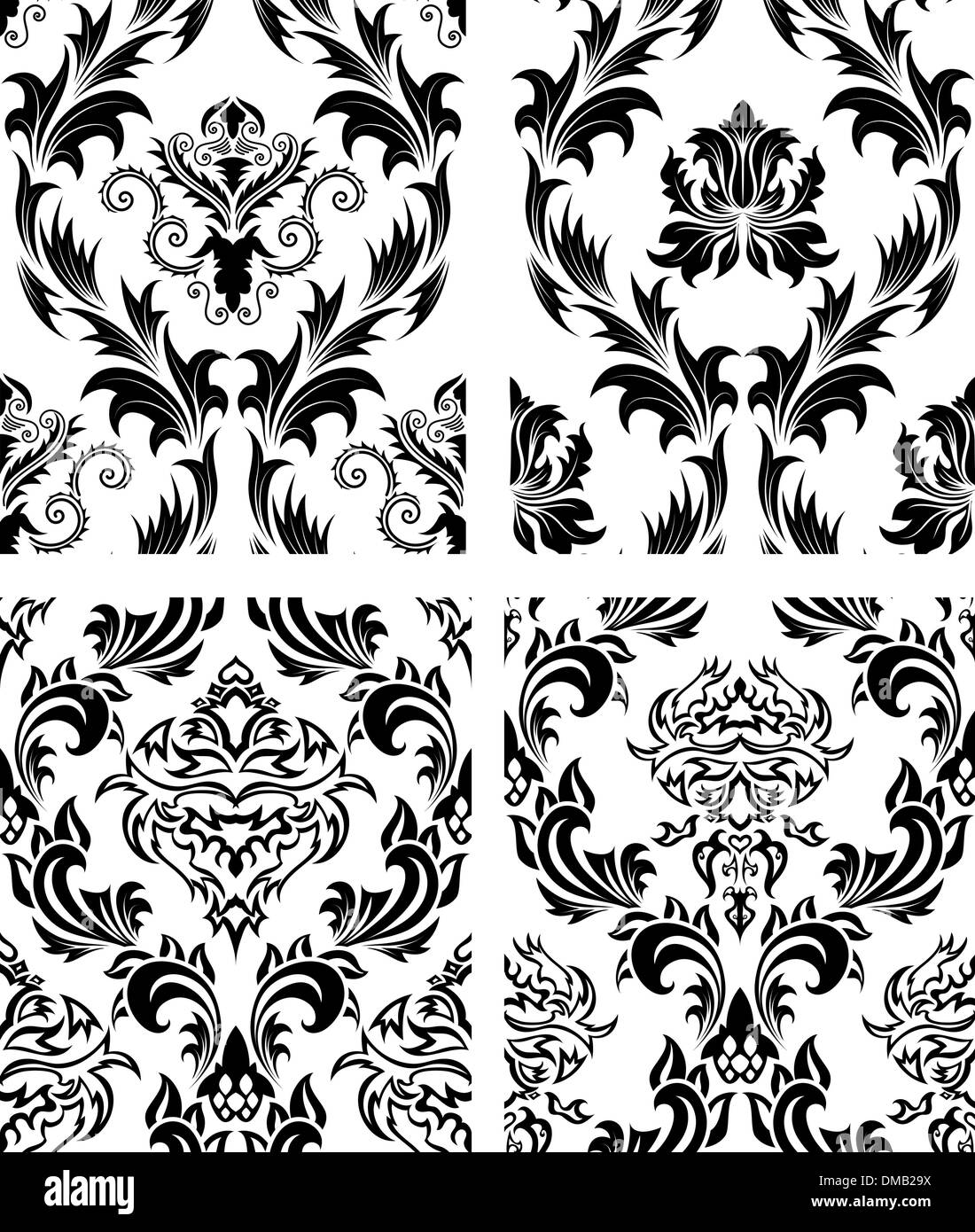 seamless damask patterns set Stock Vector Image & Art Alamy