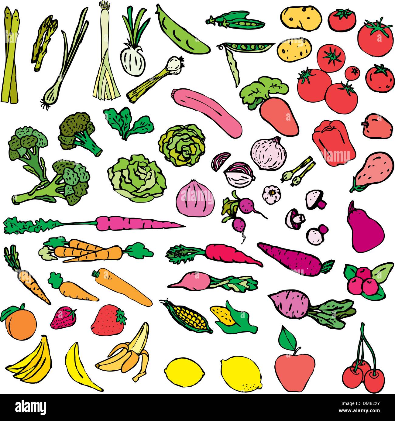 Vegetables and fruit vector illustration Stock Vector Image & Art - Alamy