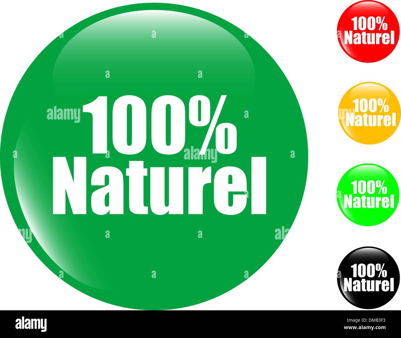 100% natural glass button icon Stock Vector