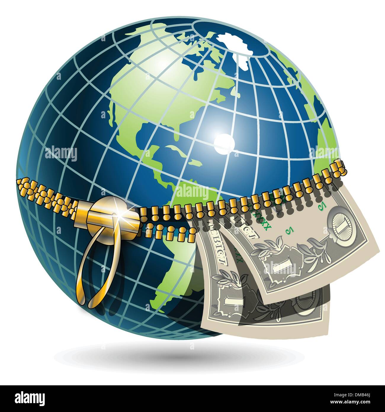 globe and dollar Stock Vector