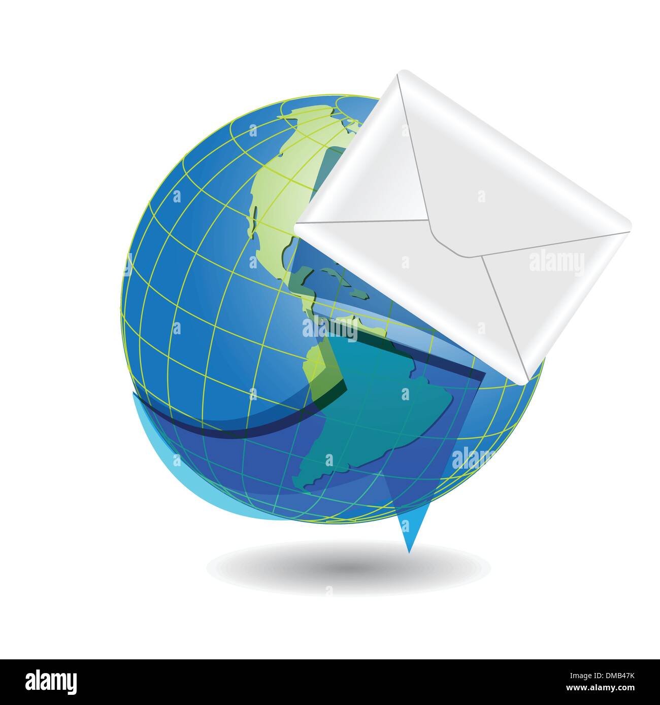 globe and white envelope Stock Vector
