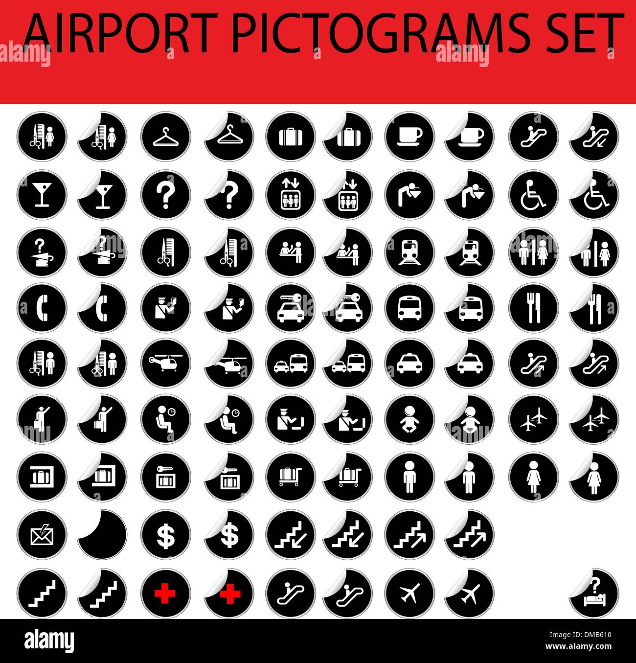 Airport pictograms set Stock Vector