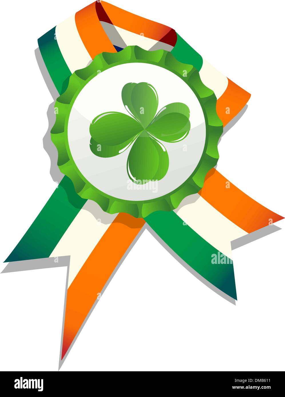 Beer cap with clover leaf and flag Stock Vector
