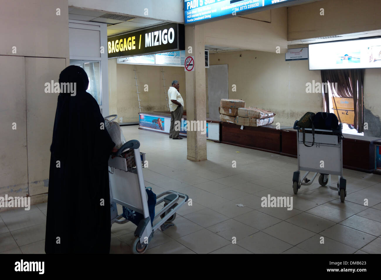 The arrival hall at Abeid Amani Karume International Airport the main airport in the Zanzibar Archipelago located on Unguja Island south of Zanzibar City, the capital of Zanzibar a semi-autonomous part of Tanzania, in East Africa Stock Photo