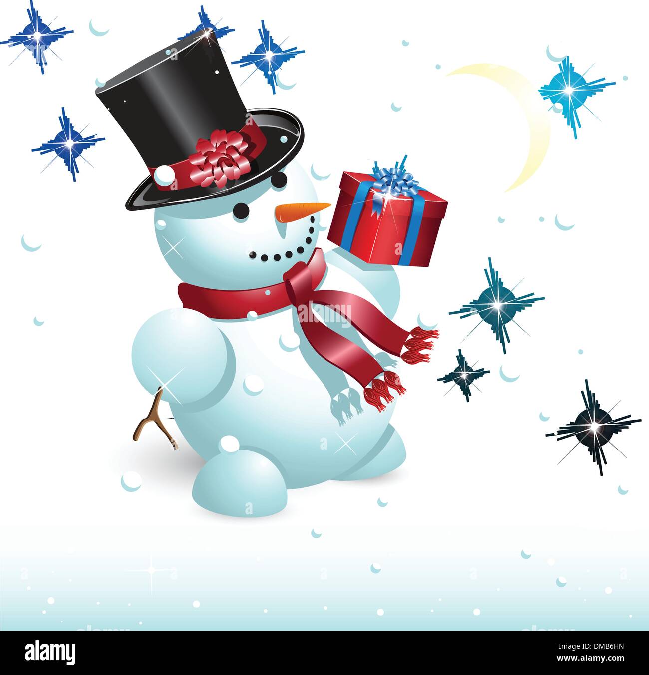 Snowman with ball on blue background Stock Vector Images - Alamy