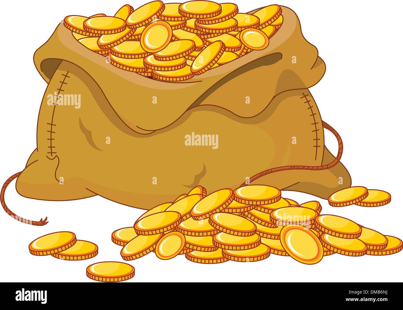 Bag full of golden coin Stock Vector