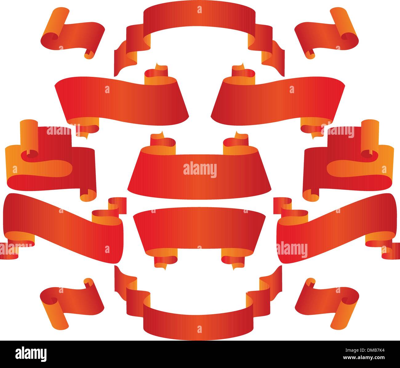 banners and ribbons of red on a white background Stock Vector Image ...