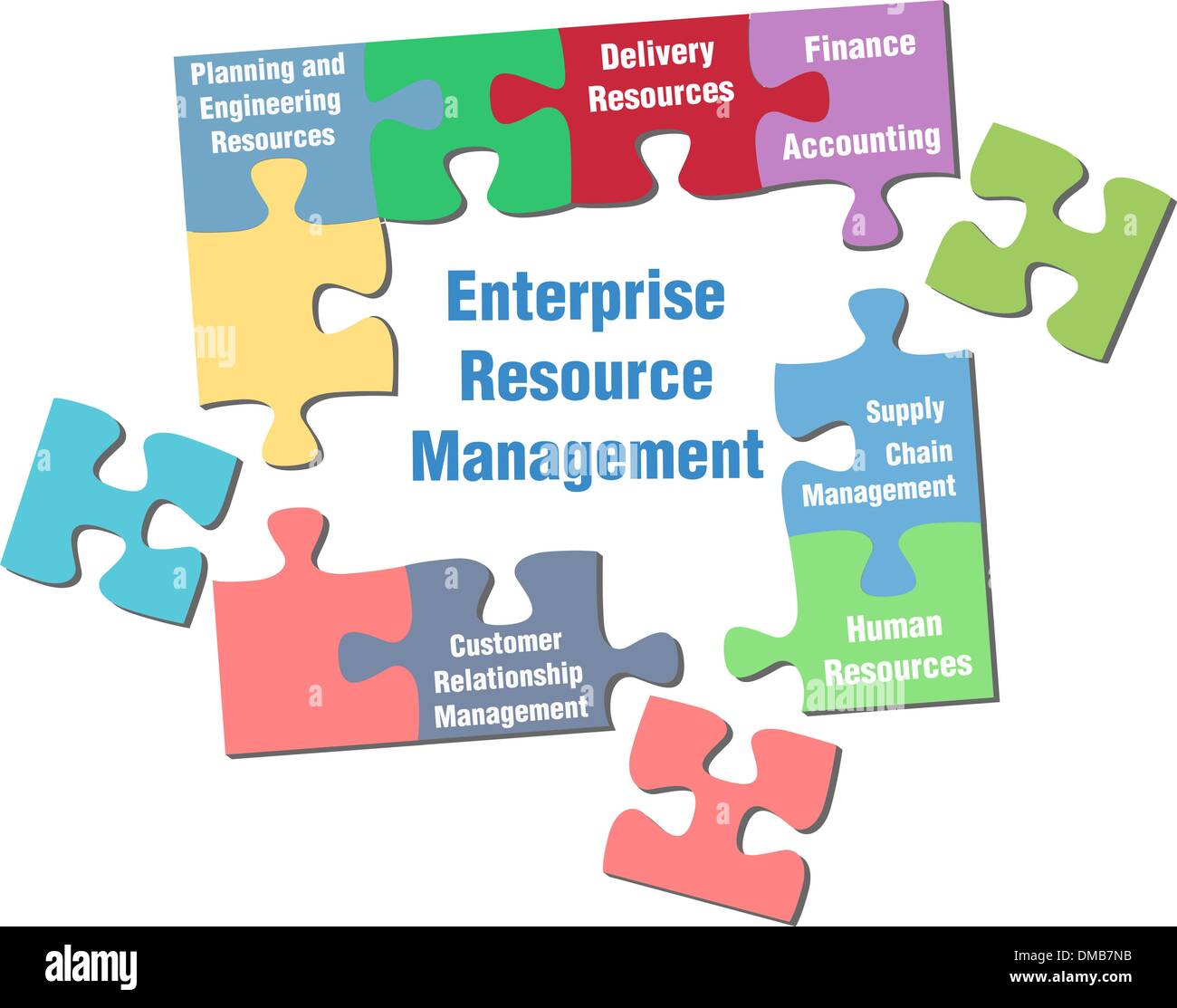 Enterprise Resource Management puzzle solution Stock Vector