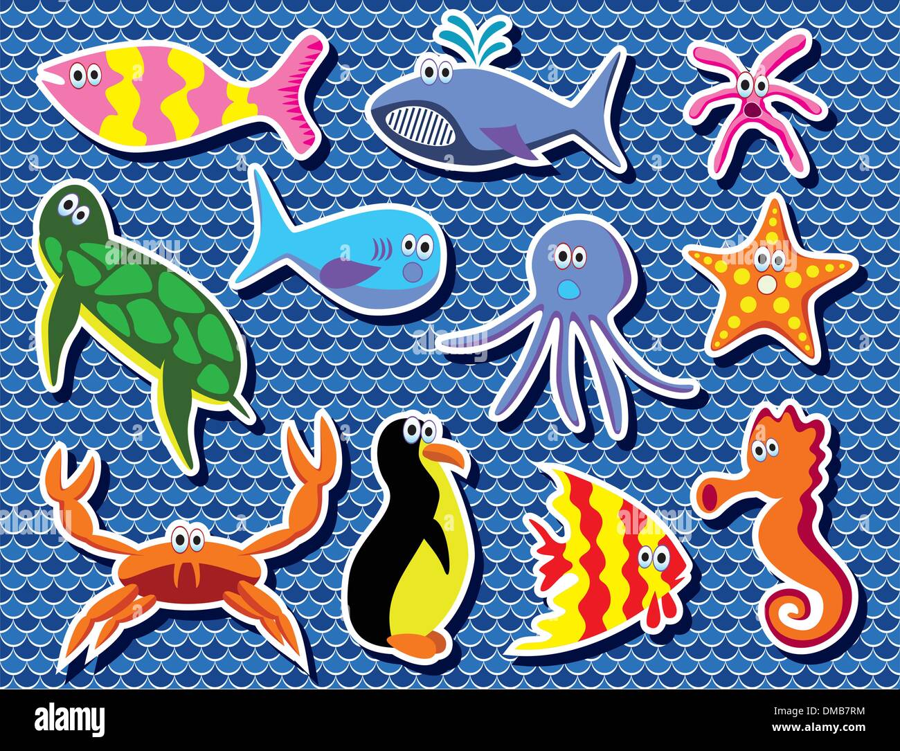 colorful sea animals Stock Vector