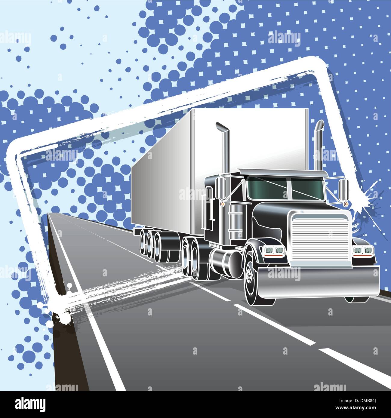 Truck with long trailer on road Stock Vector Images - Alamy
