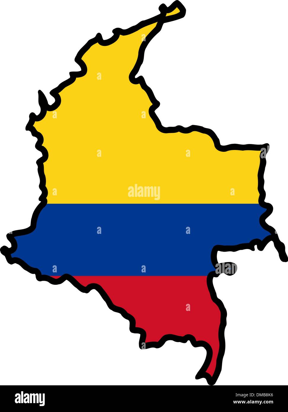 Illustration of flag in map of Colombia Stock Vector