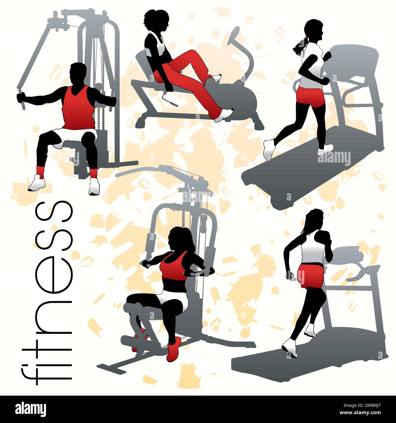 Fitness Silhouettes Set Stock Vector