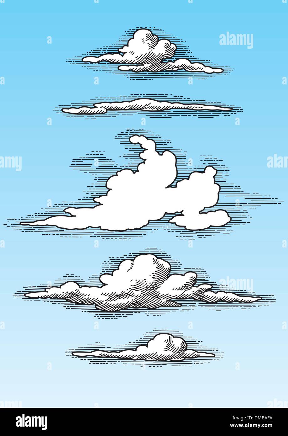 set of retro hand drawn clouds (vector Stock Vector Image & Art - Alamy
