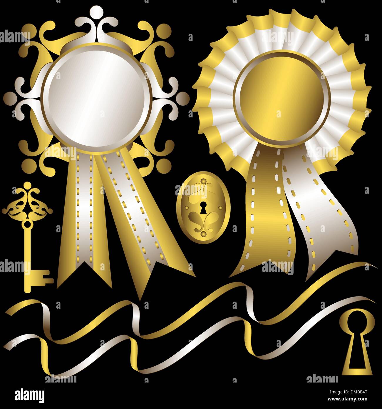 Set gold and silver elements Stock Vector