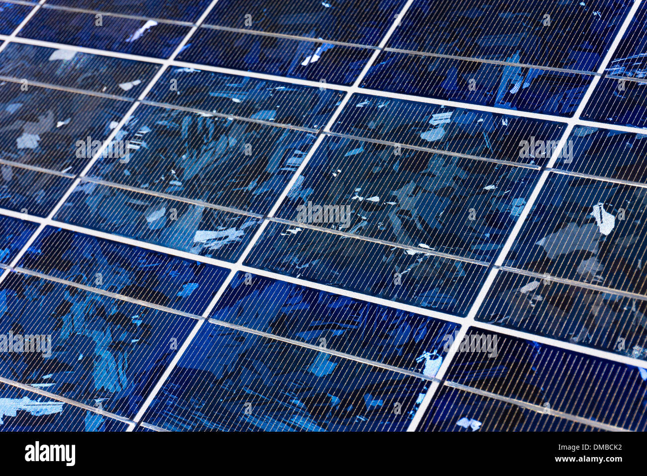 Blue photo-voltaic solar panels closeup of crystal structure Stock Photo