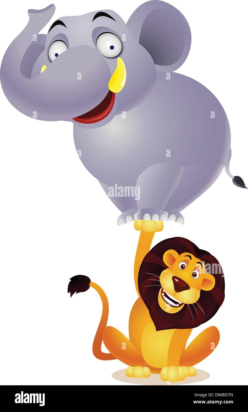 Elephant And Lion Cartoon