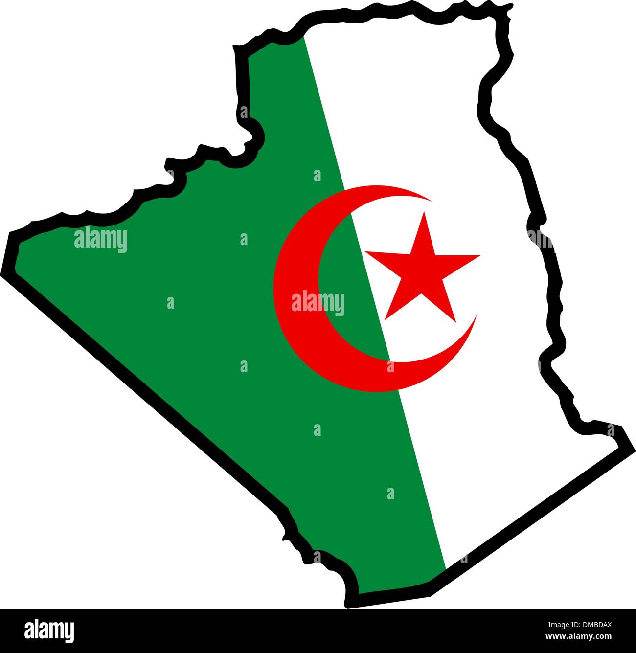 Illustration of flag in map of Algeria Stock Vector Image & Art - Alamy