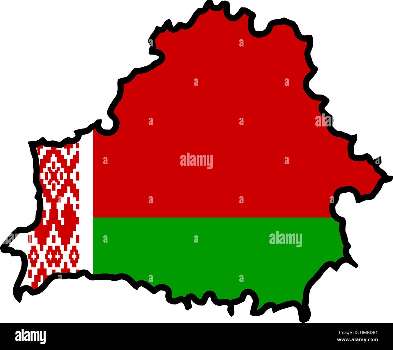 Illustration of flag in map of Belarus Stock Vector