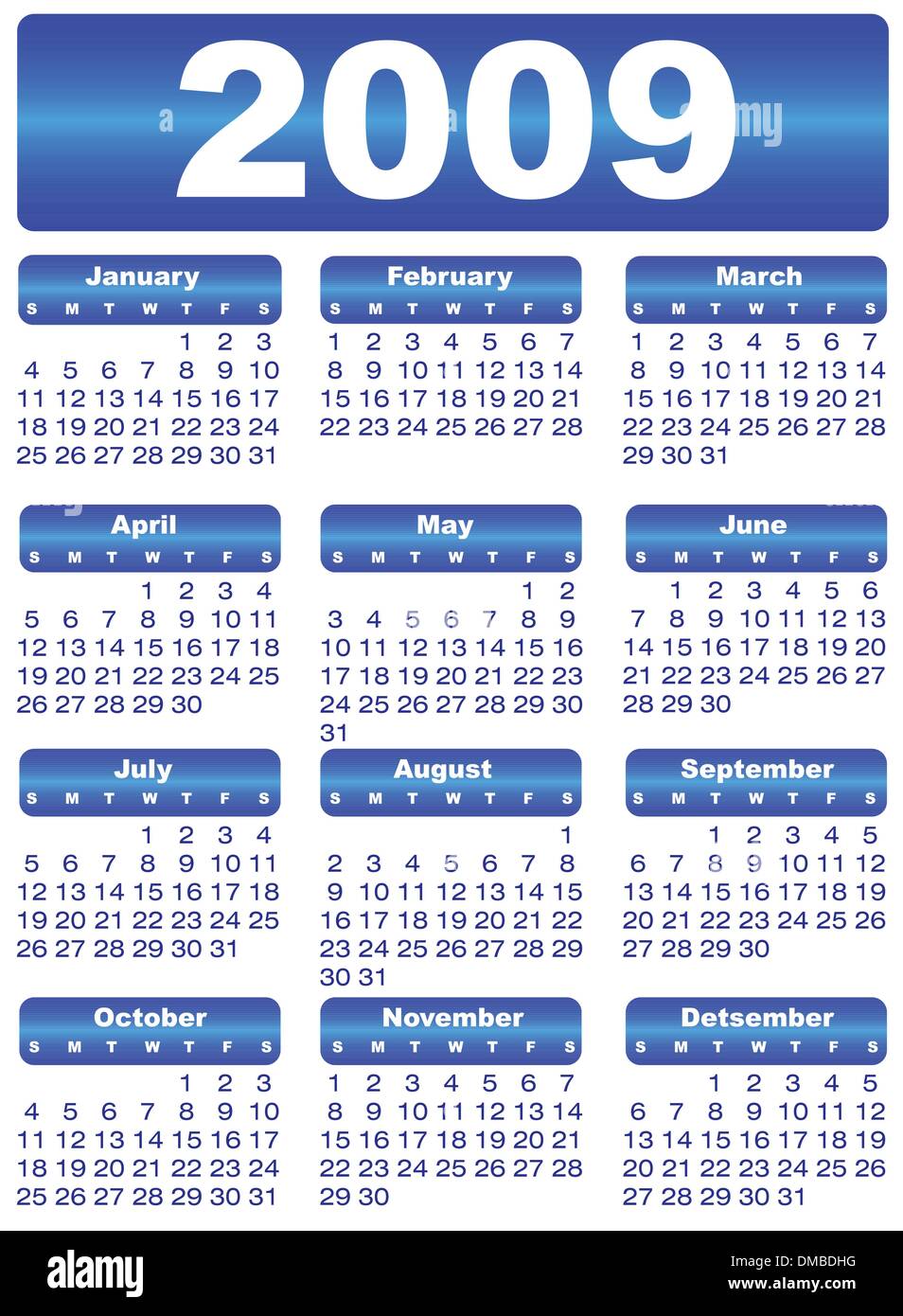 Calendar 2009 High Resolution Stock Photography And Images Alamy