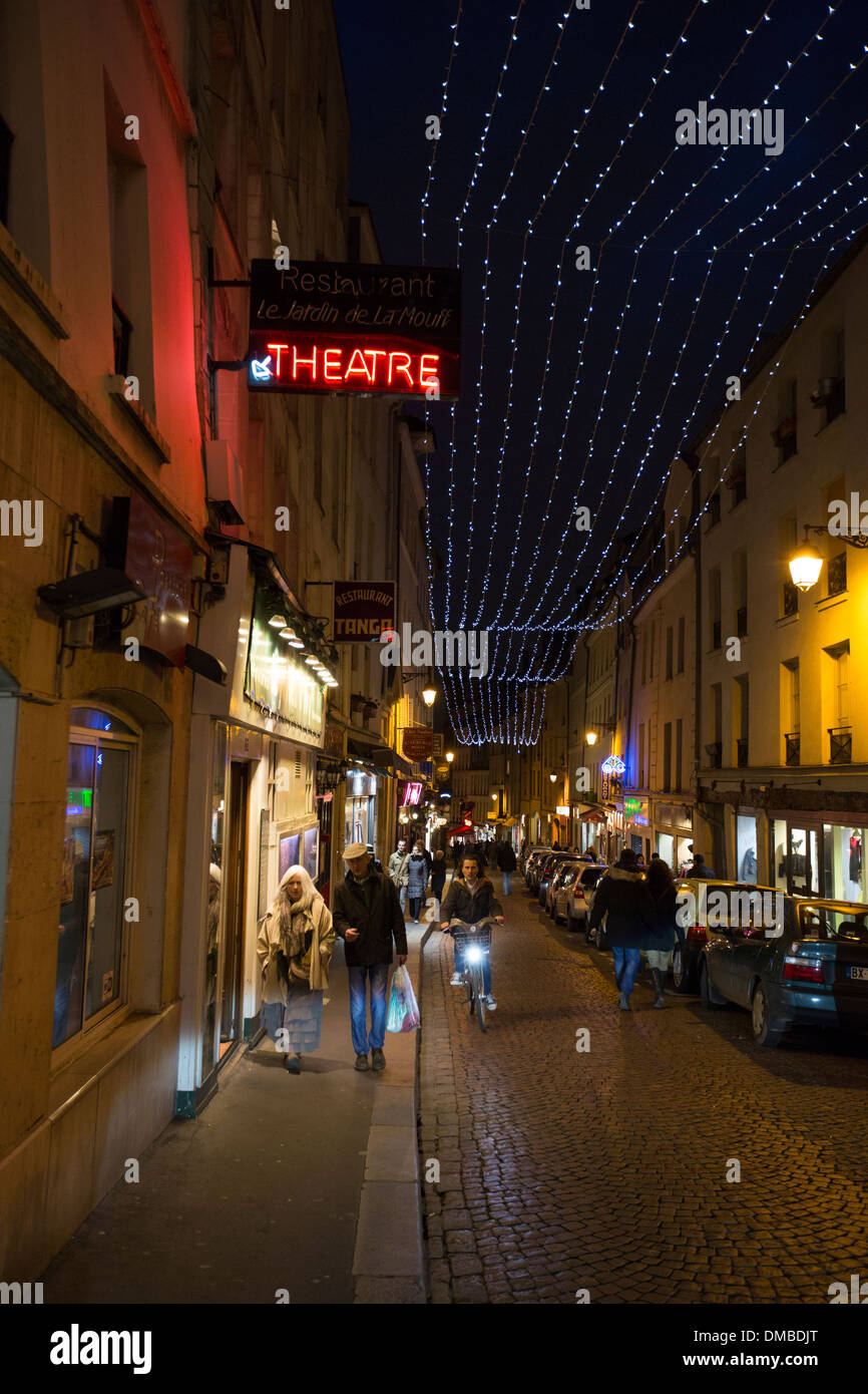 Rue Mouffetard in the Latin Quarter of Paris, France Stock Photo