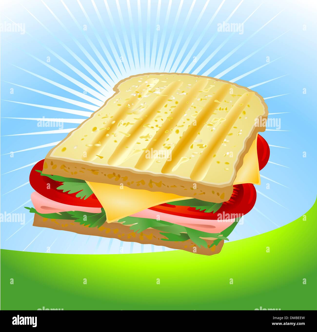 A ham and cheese sandwich Stock Vector