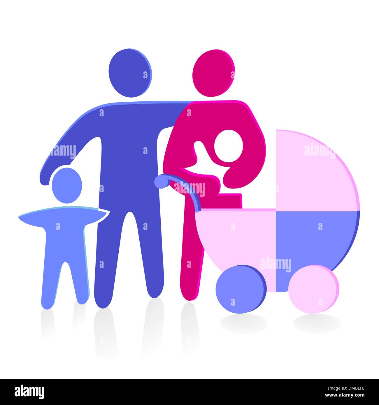 family with baby buggy Stock Vector