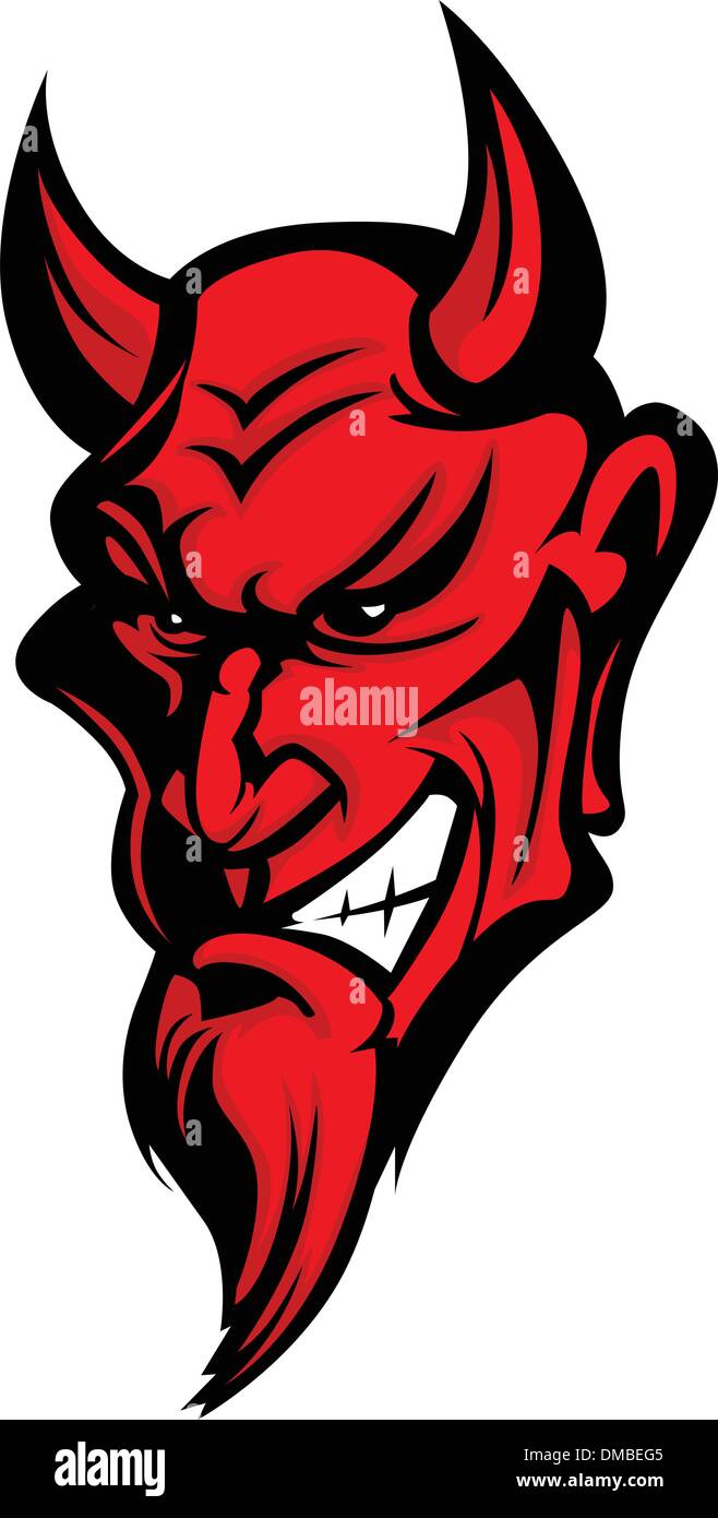 Demon Devil Mascot Head Vector Illustration Stock Vector