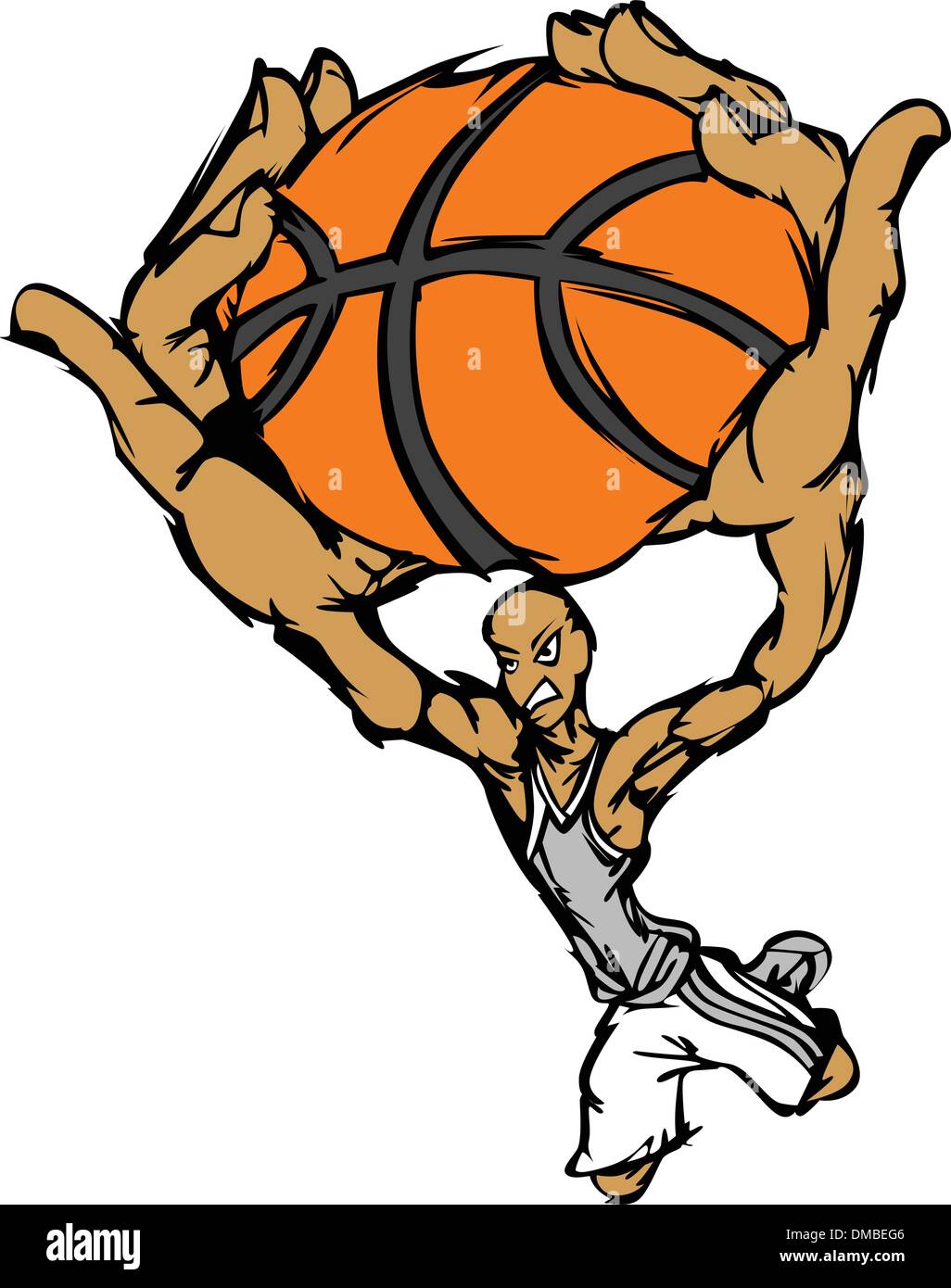 Basketball Player Cartoon Dunking Basketball Vector Illustration Stock Vector
