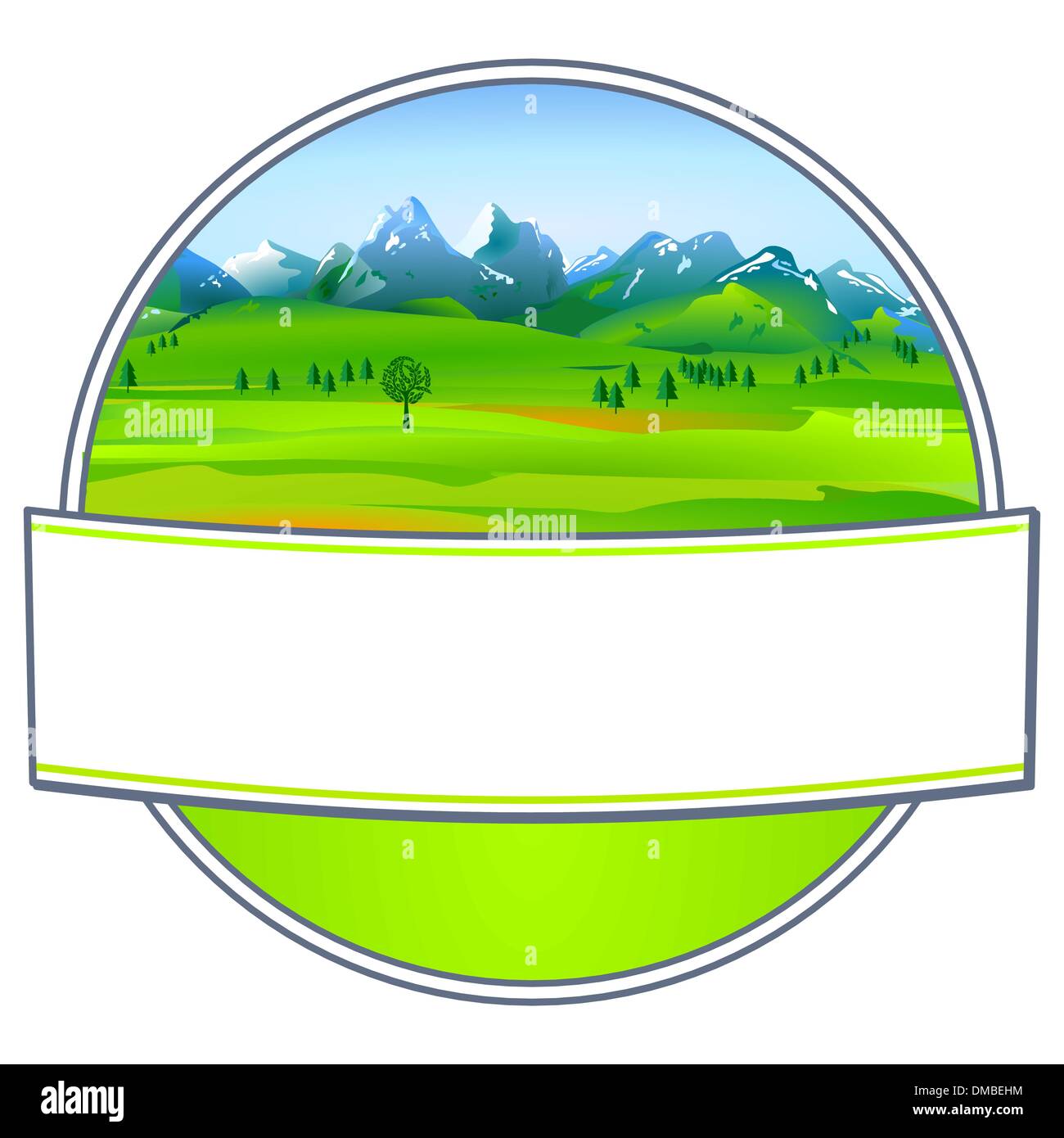 Label with pleasing landscape Stock Vector