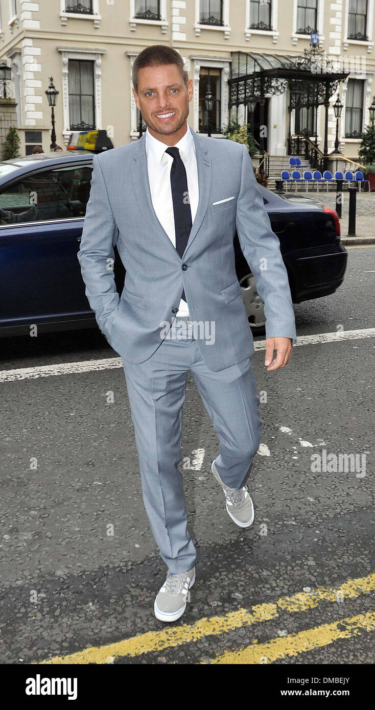 blue suit with trainers