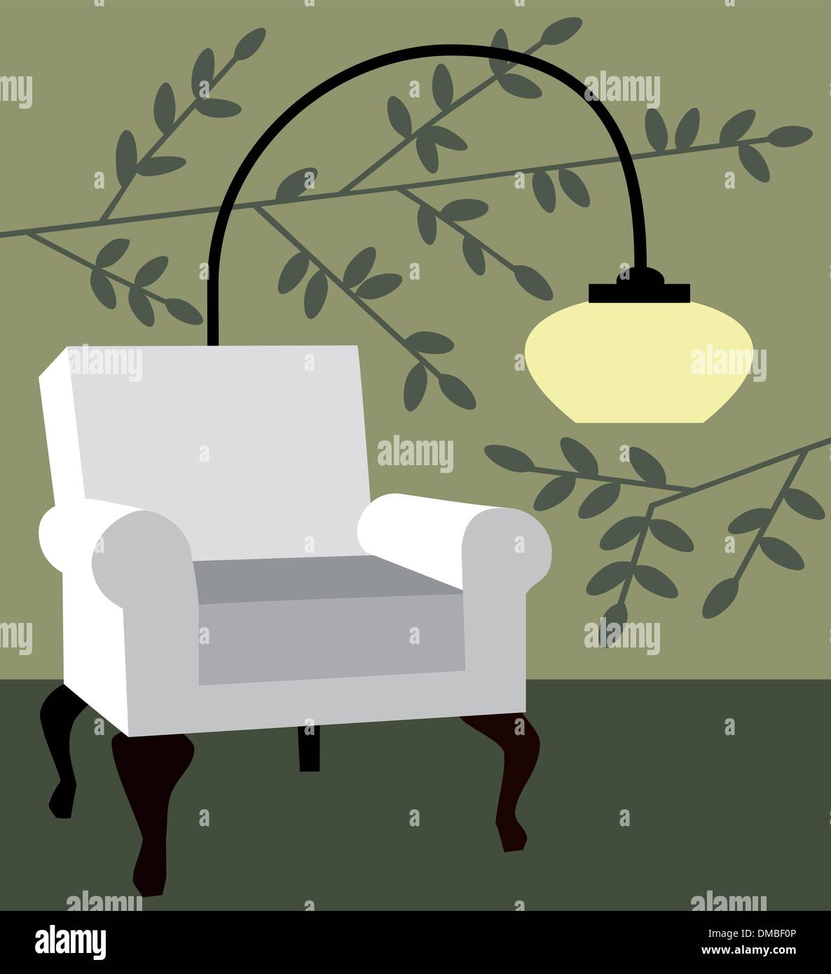 White armchair on natur background modern interior vector illustration Stock Vector