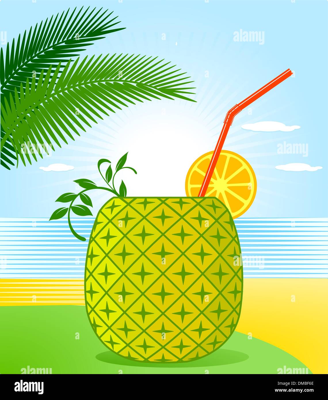 Tropical Pineapple Cocktail Stock Vector