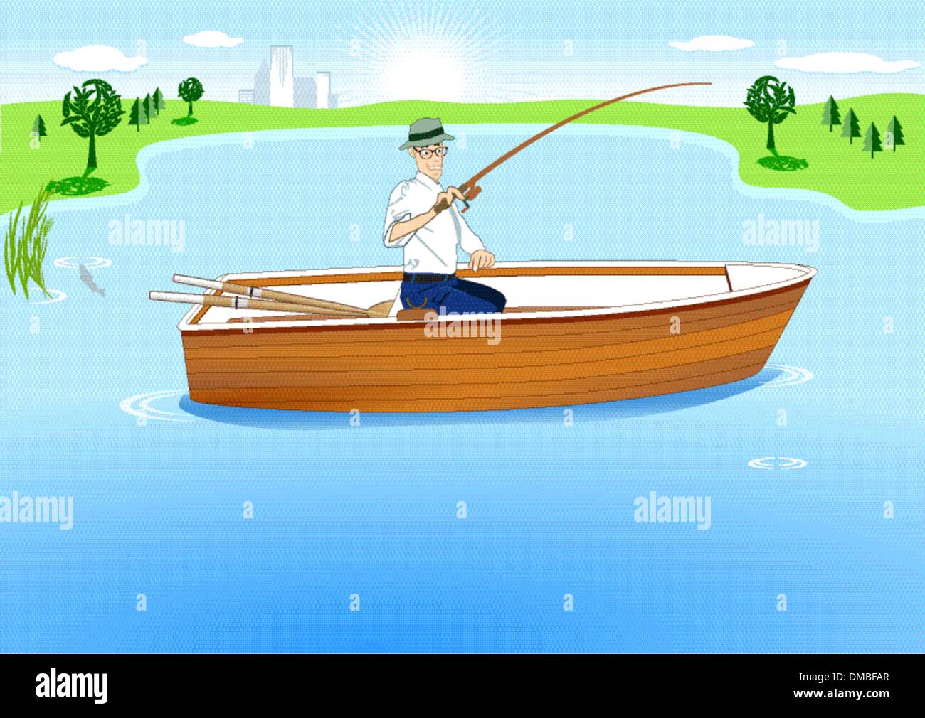 Fishing in Boat Stock Vector Image & Art - Alamy