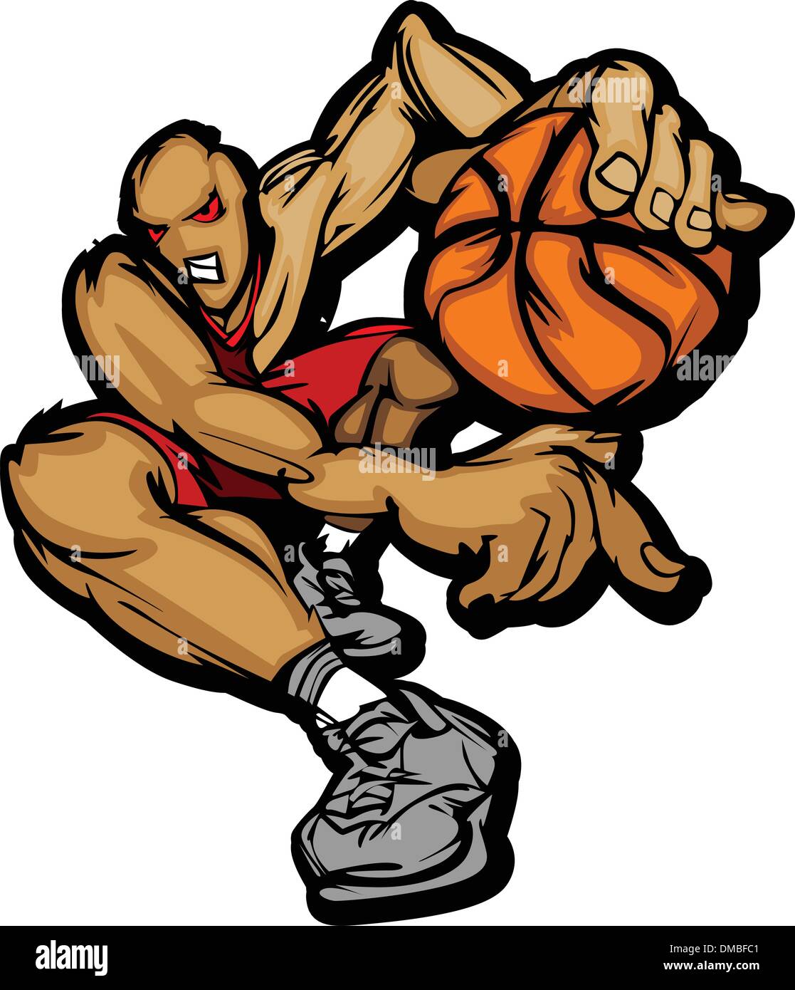 Basketball Player Cartoon Dribbling Basketball Vector Illustration Stock Vector