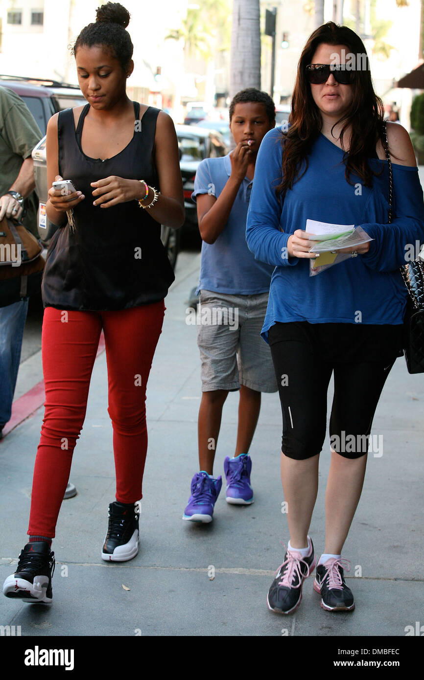 Khloe Kardashian out and about in Beverly Hills with Destiny Odom and