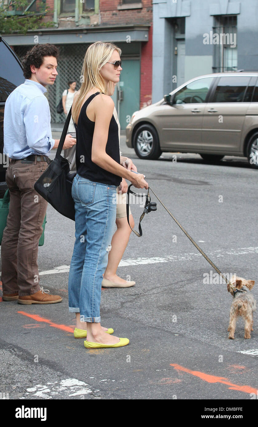 Australian model Jessica Hart out walking her dog New York City, USA - 23.08.12 Stock Photo