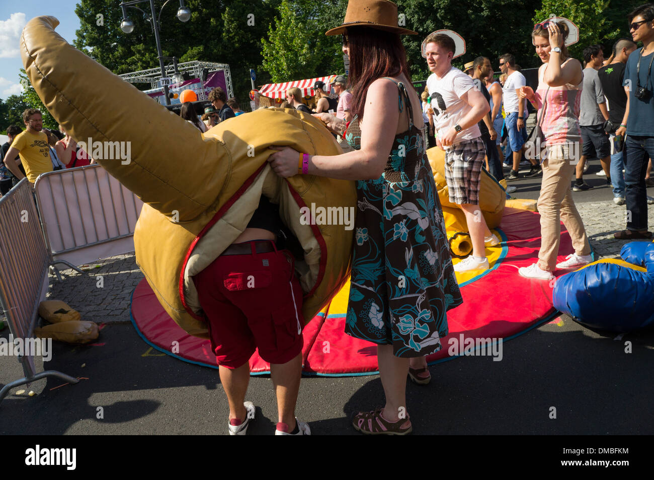 Homosexual people and their allies gather together to celebrate annual Christopher Street Day (Pride Parade) in Berlin, Germany Stock Photo