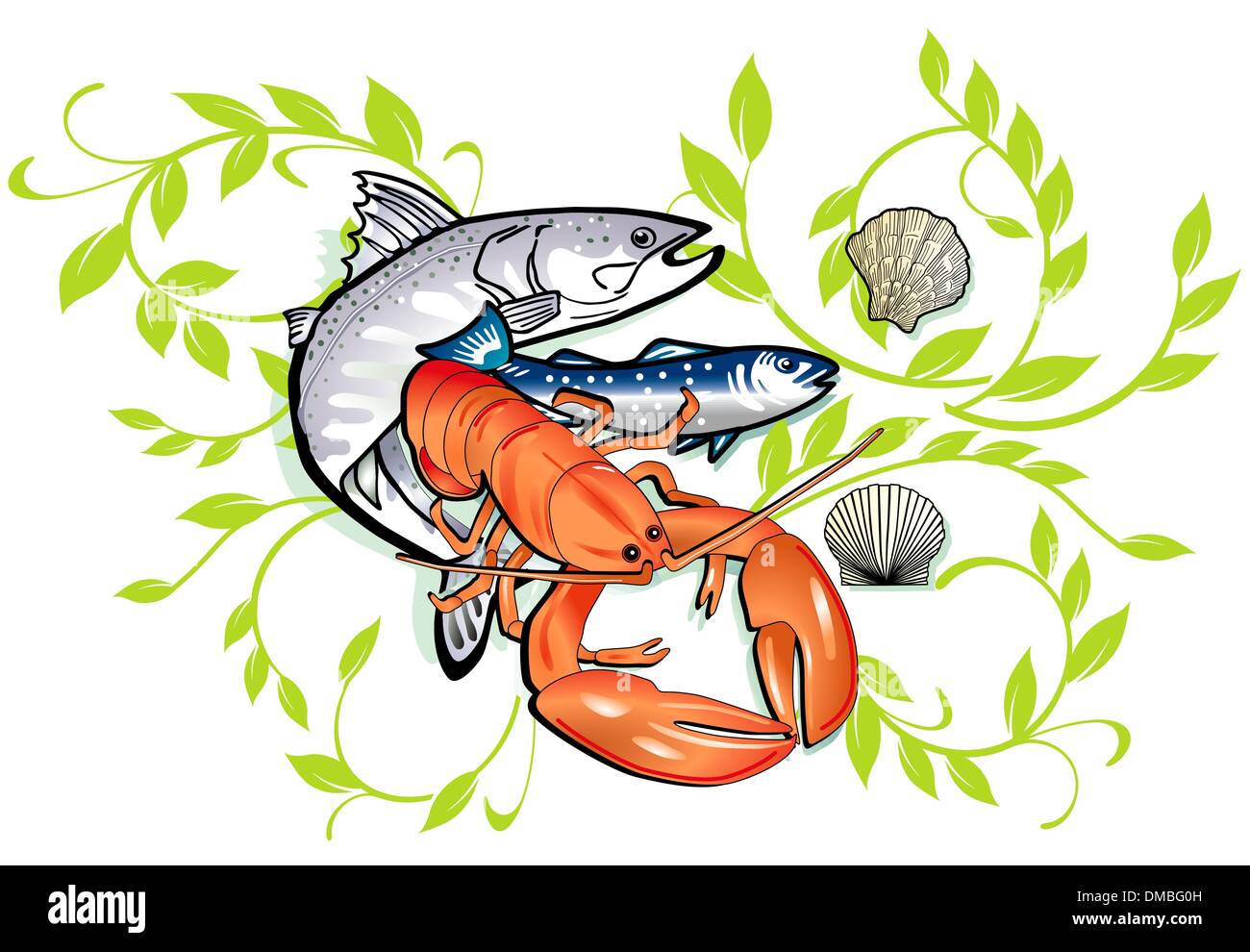 seafood cooking Stock Vector