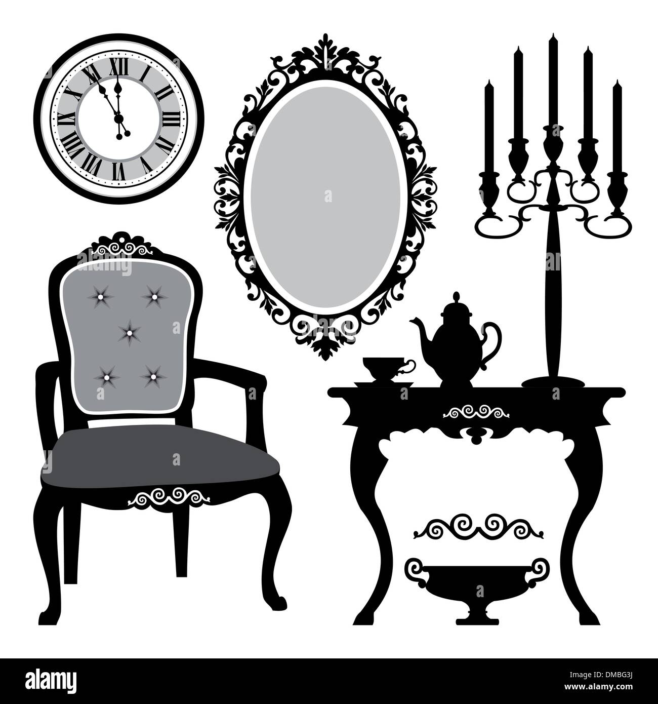 Antique interior objects Stock Vector