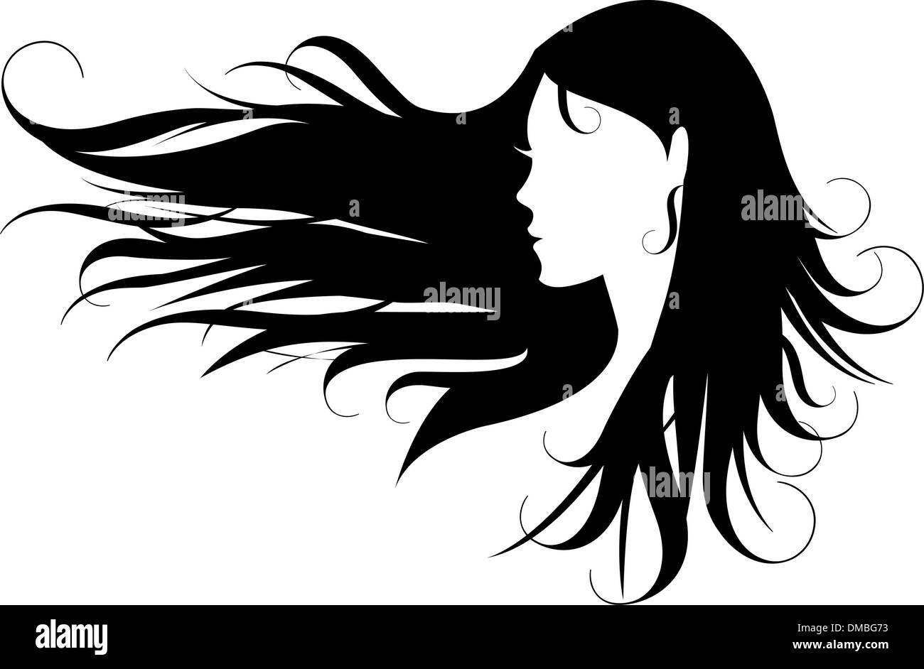 Female silhouette head flowing hair Stock Vector Images - Alamy