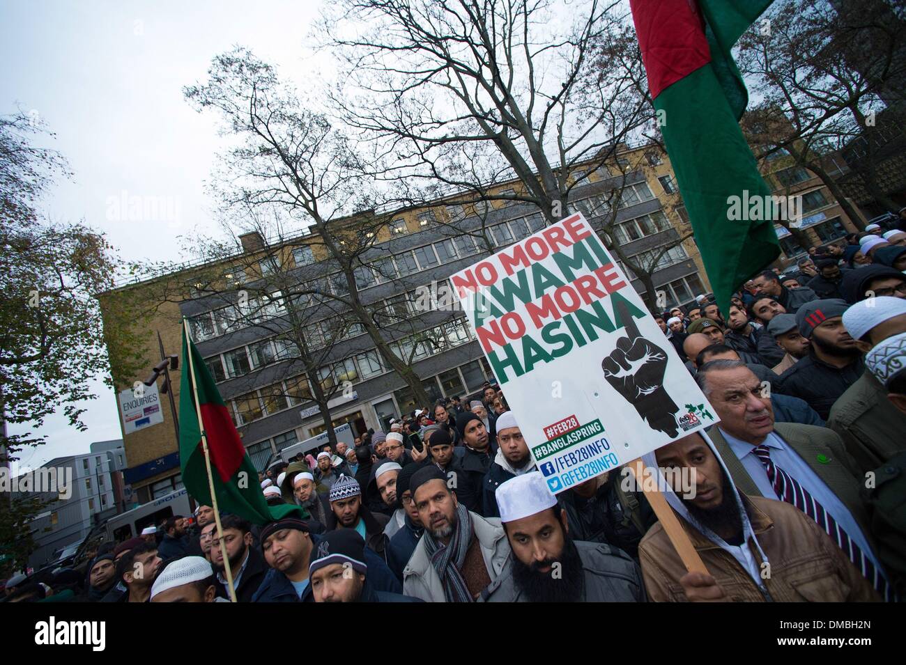 London, UK, London, UK. 13th Dec, 2013. Bangladeshi and supporters protest in Altab Ali Park against the execution of leader Abdul Quader Molla convicted of war crimes during the 1971 liberation war of Bangladesh Credit:  Gail Orenstein/ZUMAPRESS.com/Alamy Live News Stock Photo