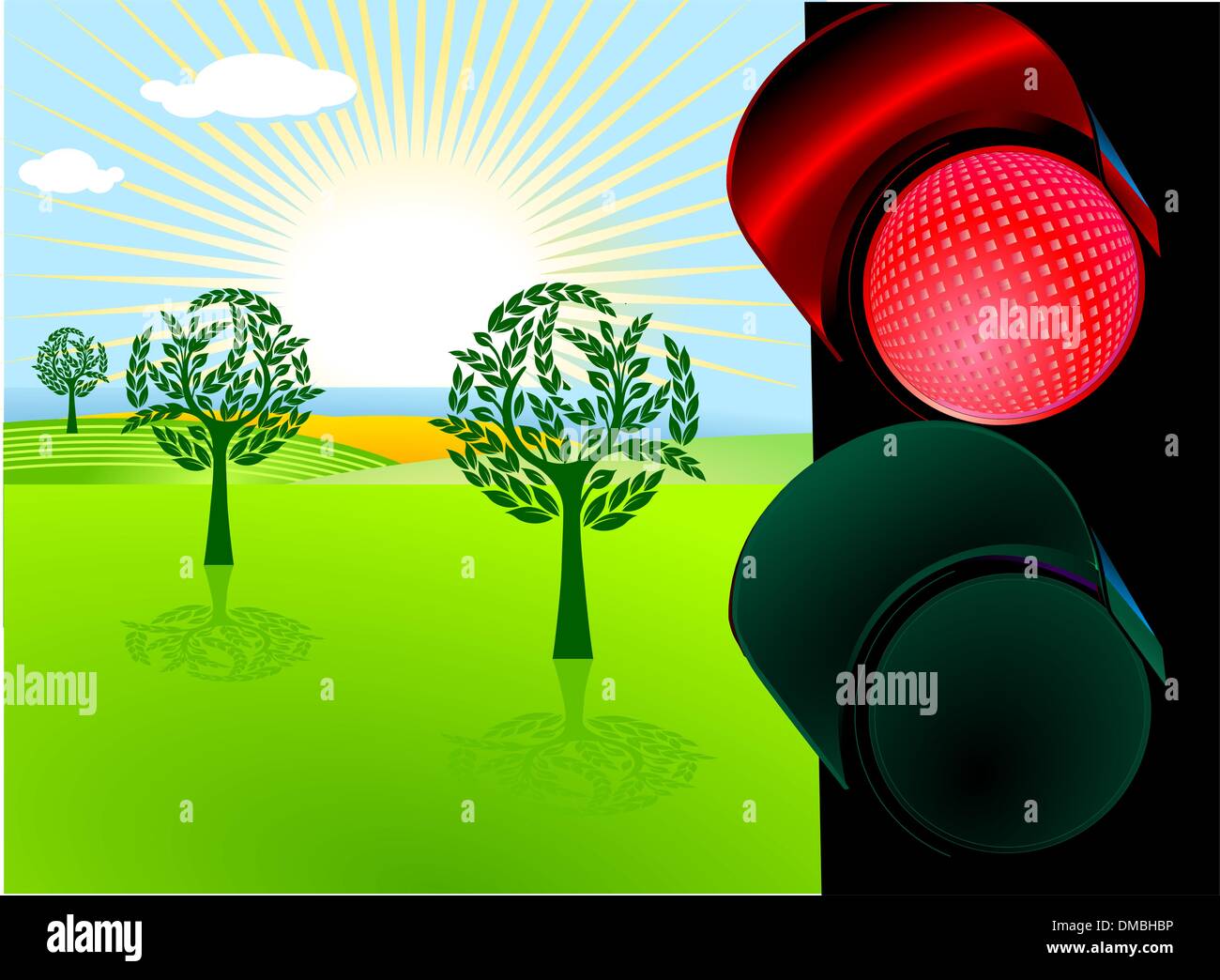 nature conservation and red traffic light Stock Vector