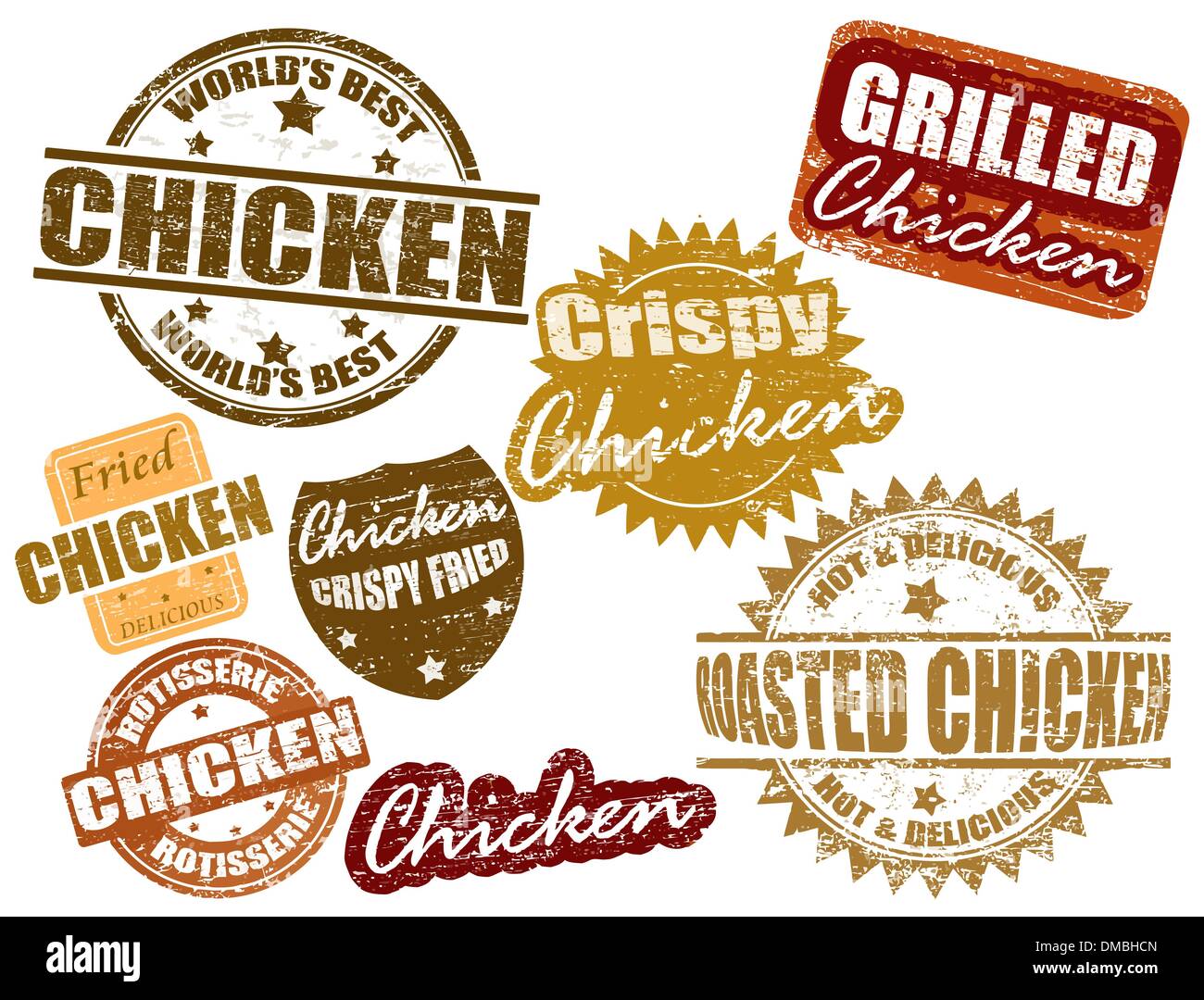 Set of chicken stamp Stock Vector