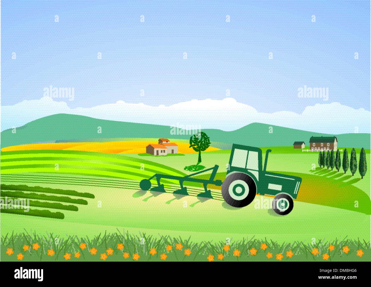 Tractor farm Stock Vector Images Alamy