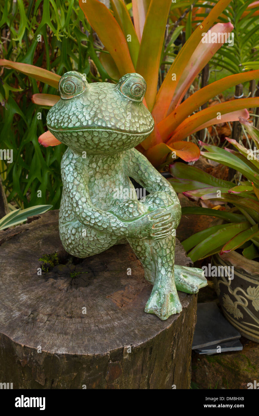 Frog Sculpture in the Garden Stock Photo