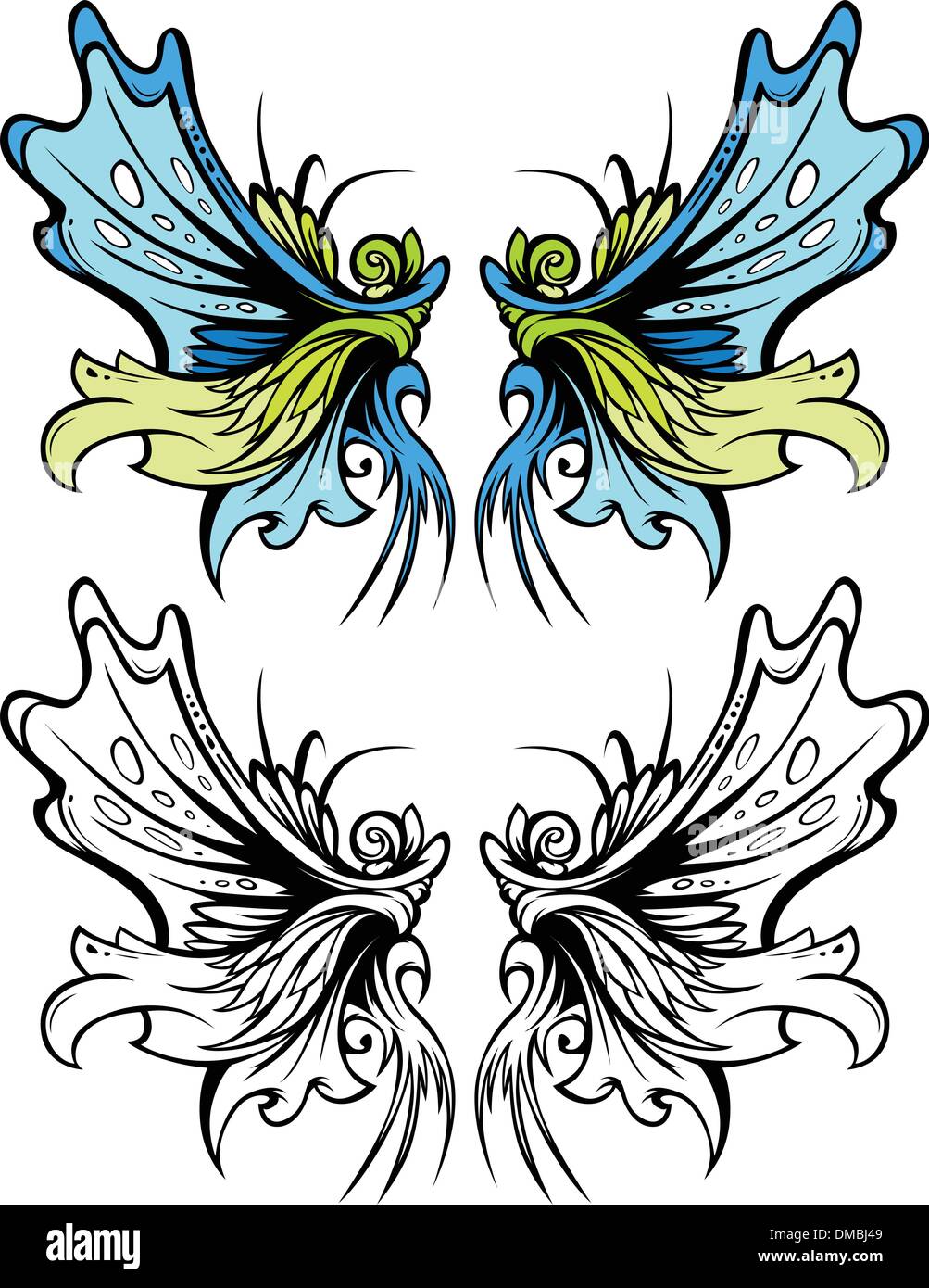 Fairy Wings Graphic Vector Set Stock Vector